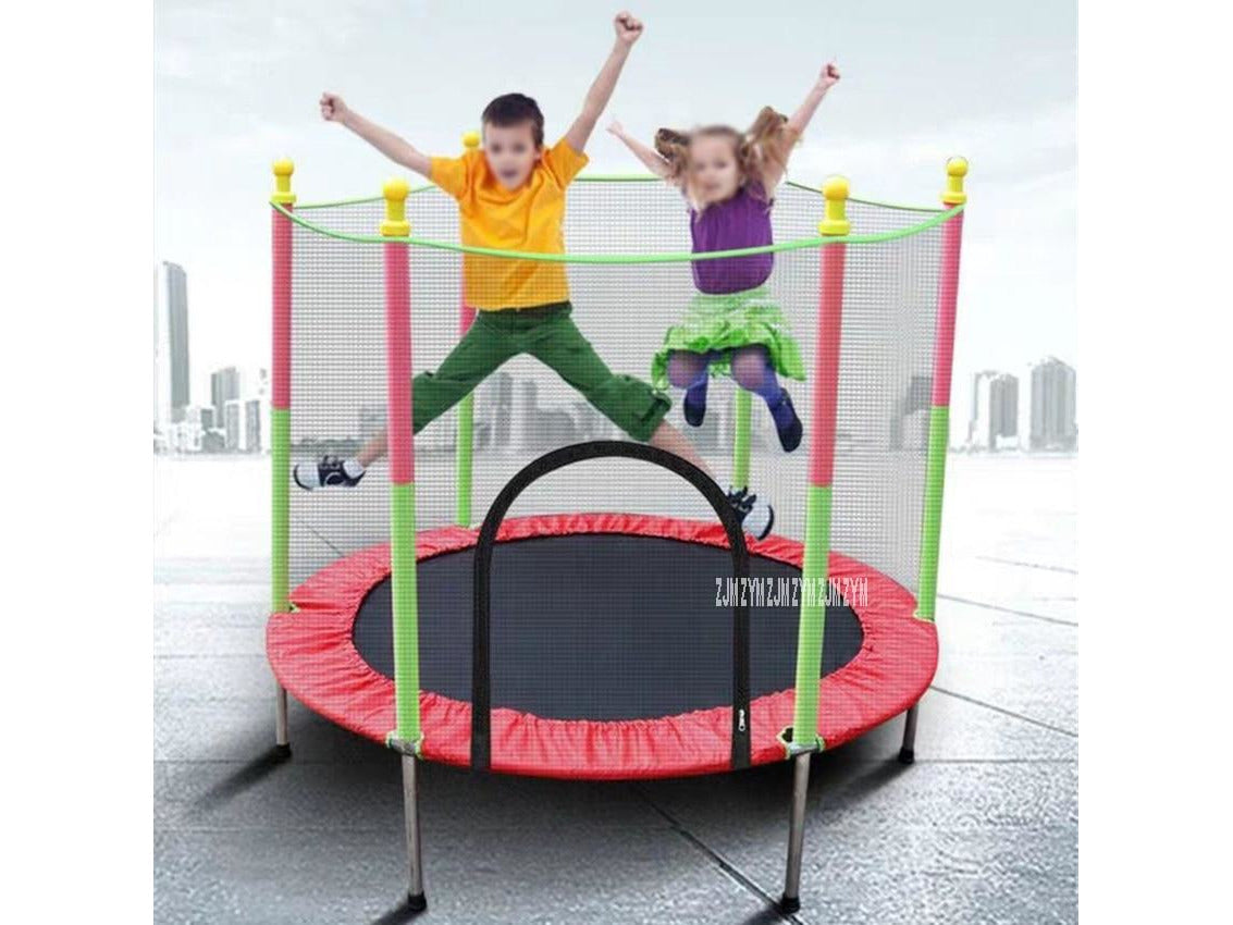 1001 Indoor Children's Round Trampoline Family Toy Small Bouncing Bed Household Jumping Bounce Bed With Protecting Wire Net - LittleWonders