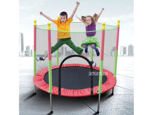 1001 Indoor Children's Round Trampoline Family Toy Small Bouncing Bed Household Jumping Bounce Bed With Protecting Wire Net - LittleWonders